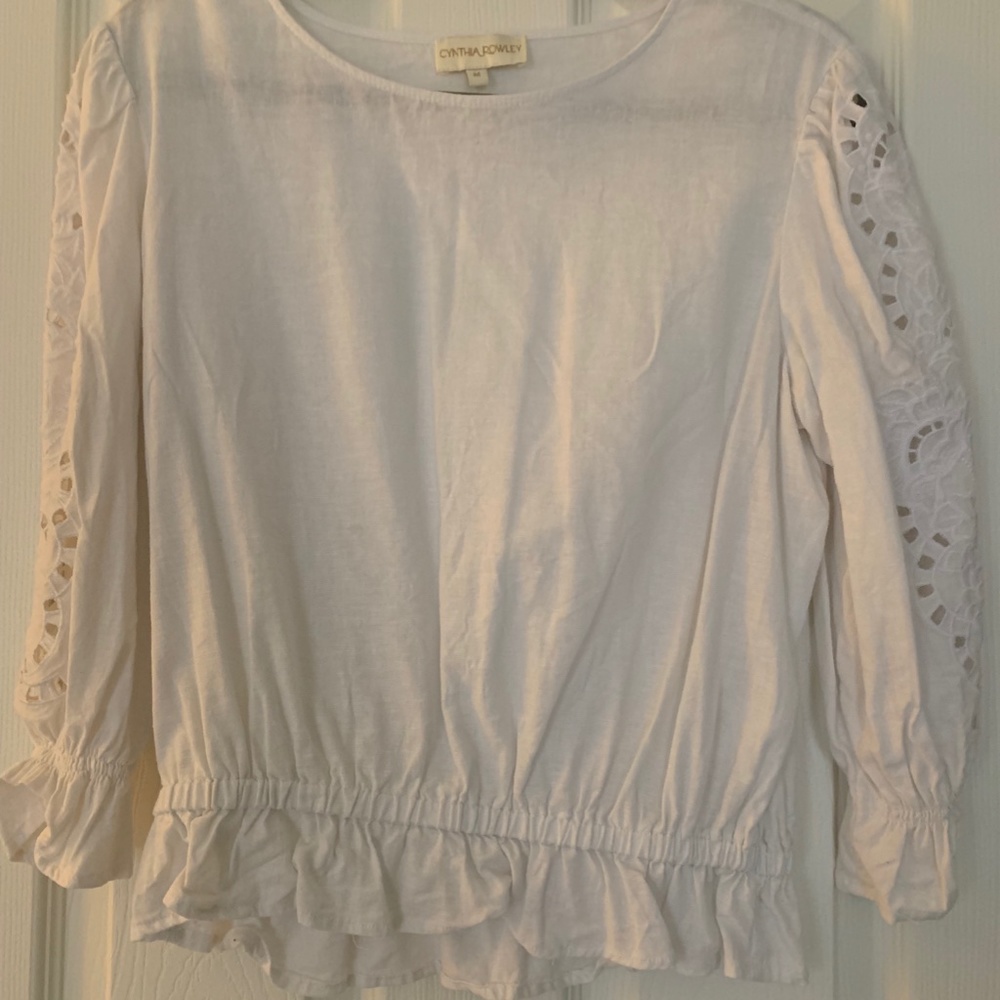 White Lace Sleeve Blouse